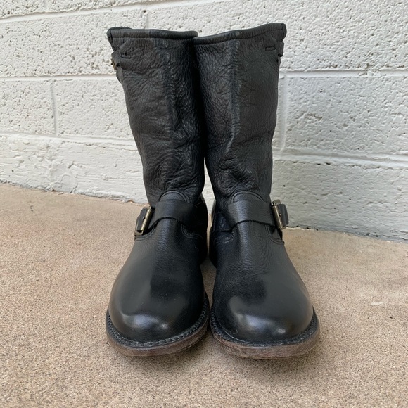 VINTAGE LEATHER // Black Leather Moto Boots // Size 6.5 - Picture 2 of 9